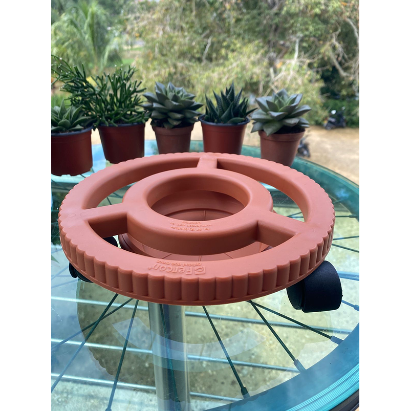Base Plástica Pequeña De Maceta Con Rodachin Más plato x22cm Diámetro  7