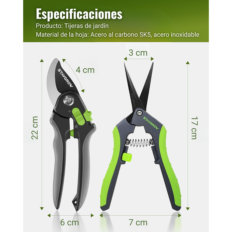 Set De Tijeras Premiun de Jardineria En Acero Inoxidable x 2 Unidades 2