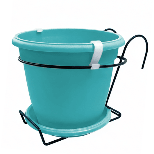 Maceta Plástica Colores Soporte Balcón Más plato 18cm Diámetro x15cm 8