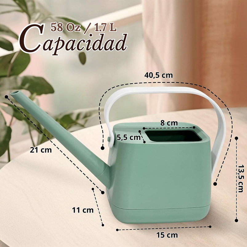 Regadera Plástica Plantas 1.7 Litros Salida Larga Extraíble 3