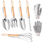 Kit Herramientas De Jardinería x5 Piezas Con Guantes Acero Inox - Miniatura 1
