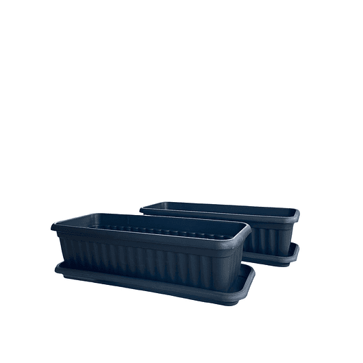 Maceta Plástica Rectangular x 2 Unidades de 45 centímetros Largo Más Plato 5