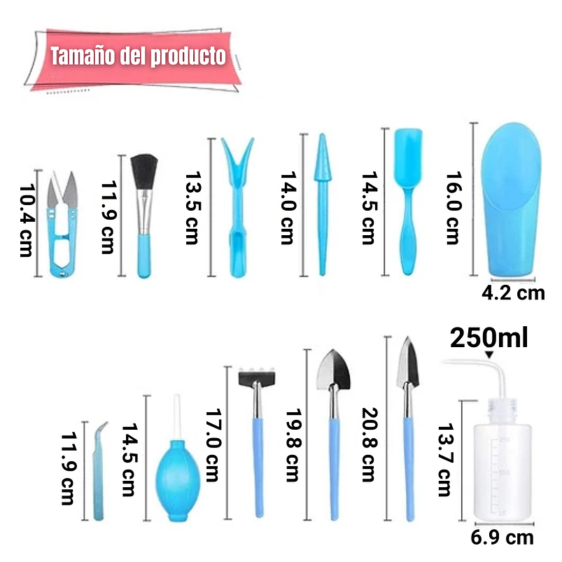 Kit Herramientas De Jardín para Siembra y Cuidado de Cactus Suculentas x15 piezas 2