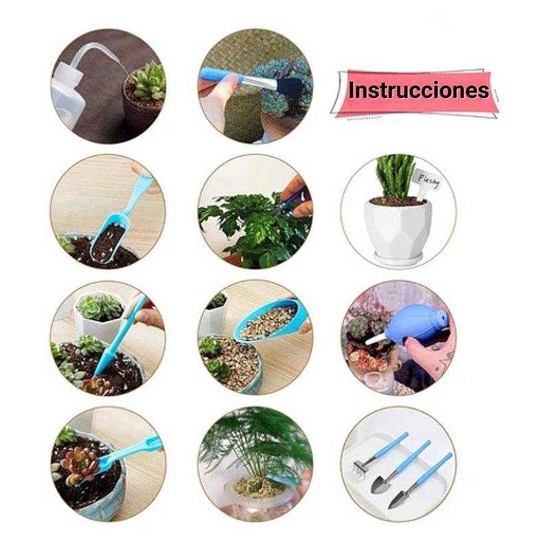 Kit Herramientas De Jardín para Siembra y Cuidado de Cactus Suculentas x15 piezas 4