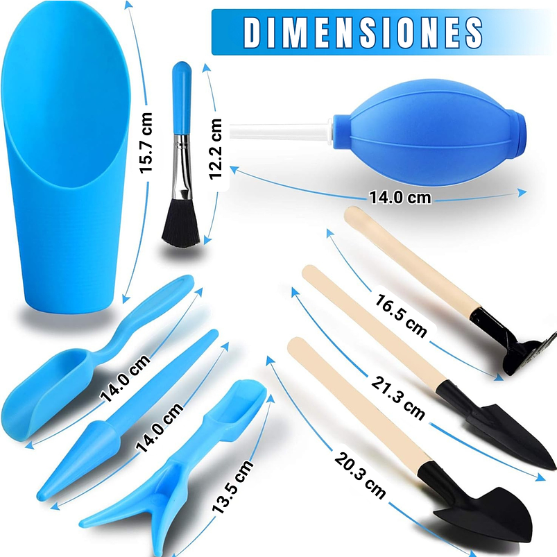 Kit Básico Herramientas Cuidado Cactus y Suculentas x9 piezas 2