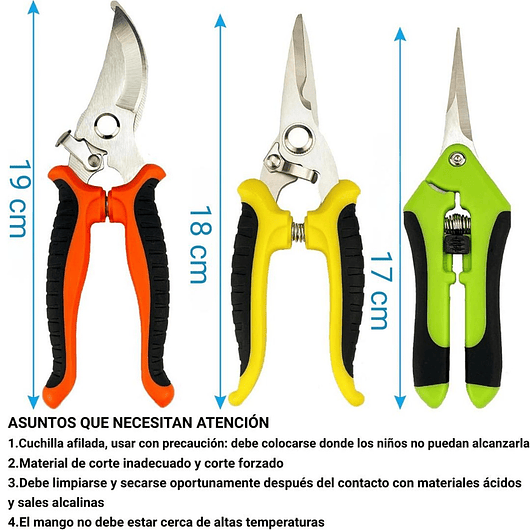 Kit Tijeras De Podar Jardinería Huerto y Cultivo x5 Und + Guantes Incluidos 3