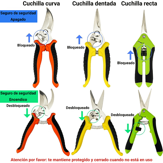 Kit Tijeras De Podar Jardinería Huerto y Cultivo x5 Und + Guantes Incluidos 5