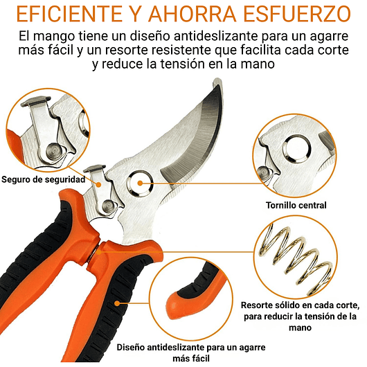 Kit Tijeras De Podar Jardinería Huerto y Cultivo x5 Und + Guantes Incluidos 6