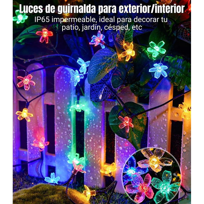 Luces Led Energia Solar Decorativas de Jardin Flores de Cerezo x60 Led 6