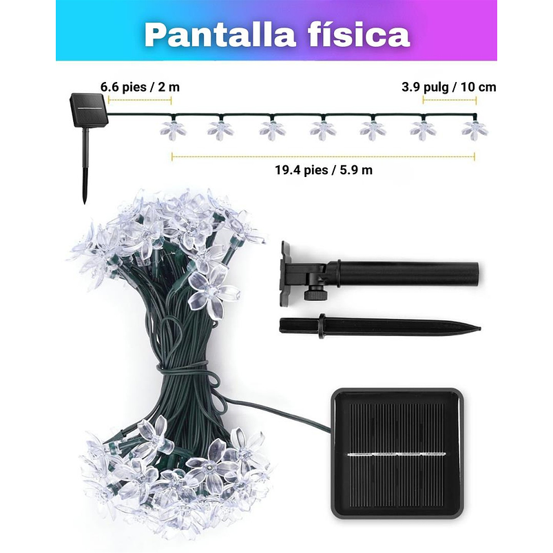 Luces Led Energia Solar Decorativas de Jardin Flores de Cerezo x60 Led 7