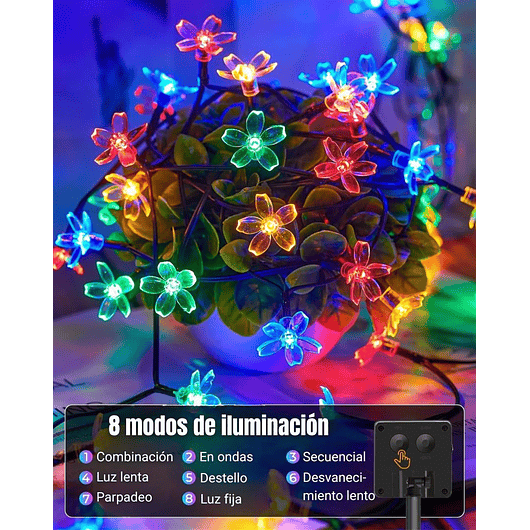 Luces Led Energia Solar Decorativas de Jardin Flores de Cerezo x60 Led 8