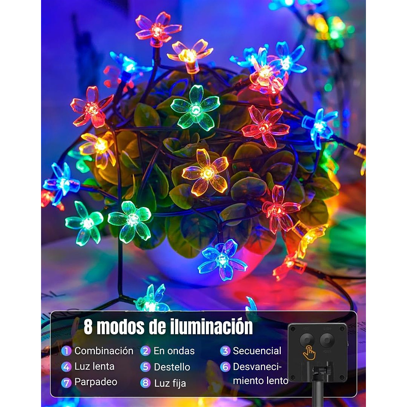 Luces Led Energia Solar Decorativas de Jardin Flores de Cerezo x60 Led 8
