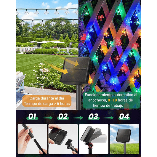 Luces Led Energia Solar Decorativas de Jardin Flores de Cerezo x60 Led 9