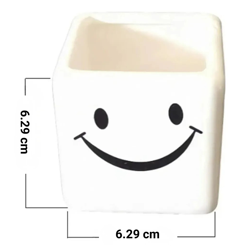 Maceta Cerámica Premium Smily Set x6 Cuadrada Para Suculenta 5