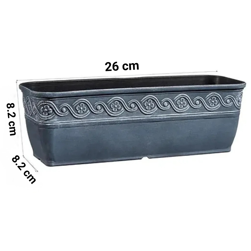 Maceta De Plantas Rectangular Azul Pizarra En Resina 26cm 2
