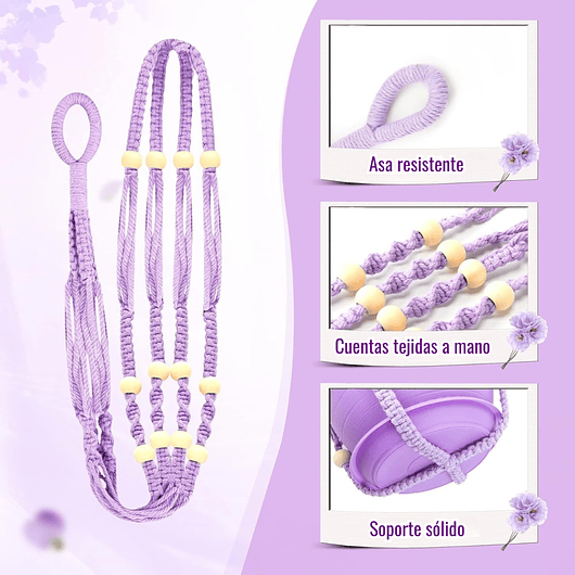 Macramé Colgante más Maceta Plástica para Plantas y Jardín 4