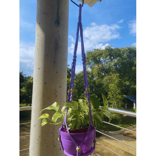 Macramé Colgante más Maceta Plástica para Plantas y Jardín 2