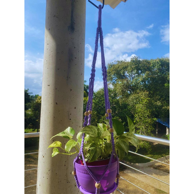 Macramé Colgante más Maceta Plástica para Plantas y Jardín 2