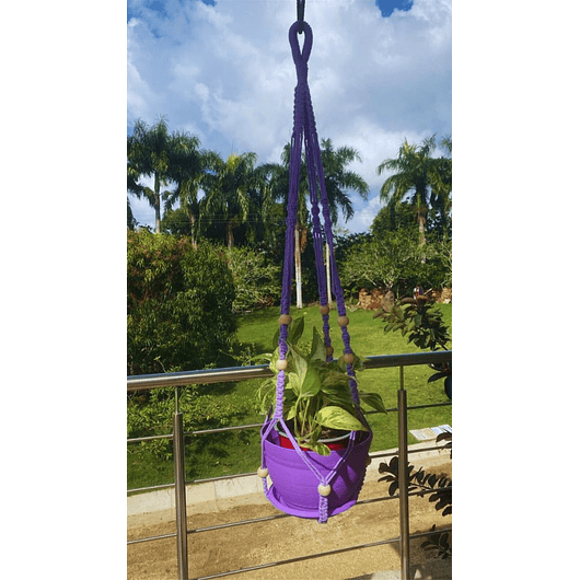 Macramé Colgante más Maceta Plástica para Plantas y Jardín 6