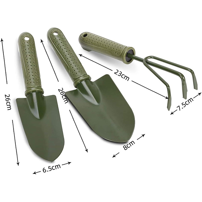 Kit Herramienta De Jardinera x3; Pala Rastrillo Palín Acero 3