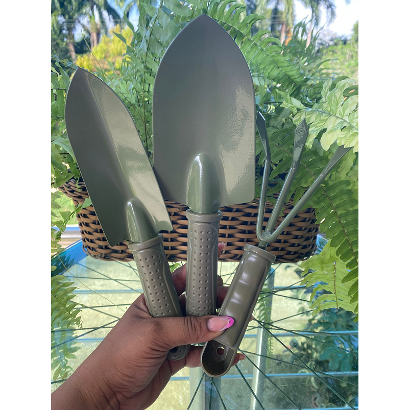 Kit Herramienta De Jardinera x3; Pala Rastrillo Palín Acero 4