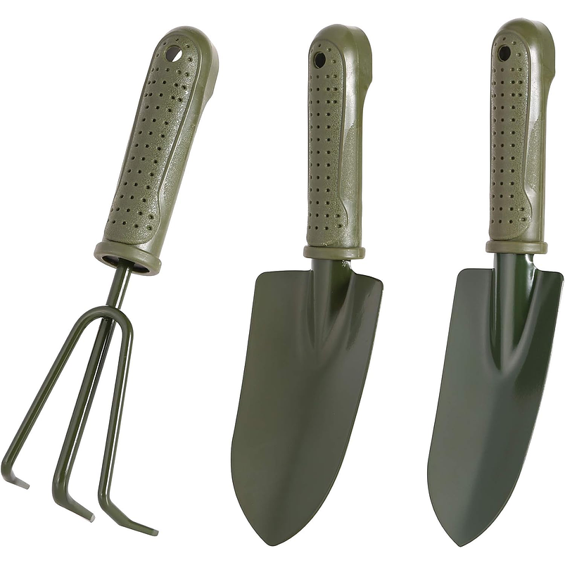 Kit Herramienta De Jardinera x3; Pala Rastrillo Palín Acero 1