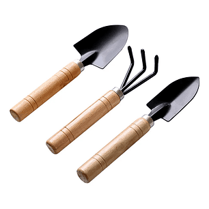 Juego Herramientas x3 Piezas Jardín Cuidado Suculenta Madera