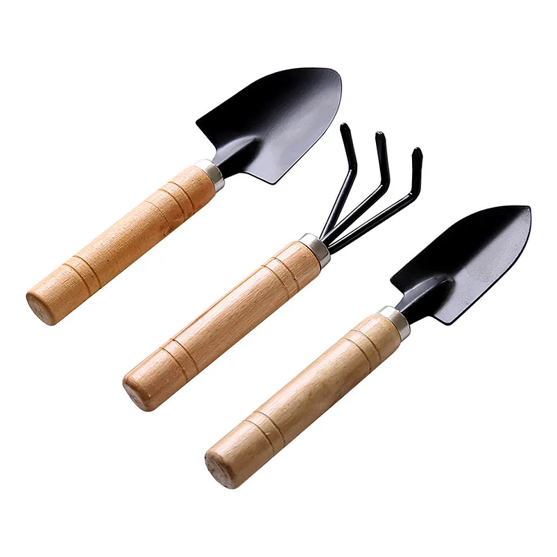 Juego Herramientas x3 Piezas Jardín Cuidado Suculenta Madera 1