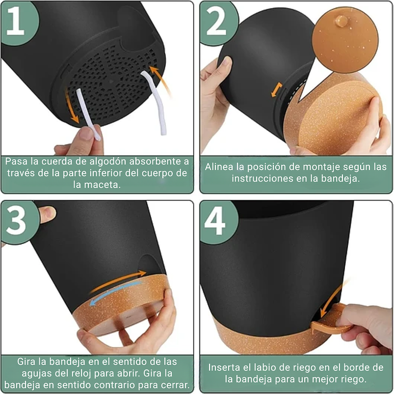 Juego Macetas Plástica Sistema Auto riego x5 Unidades 12 Centímetros Diámetro 5