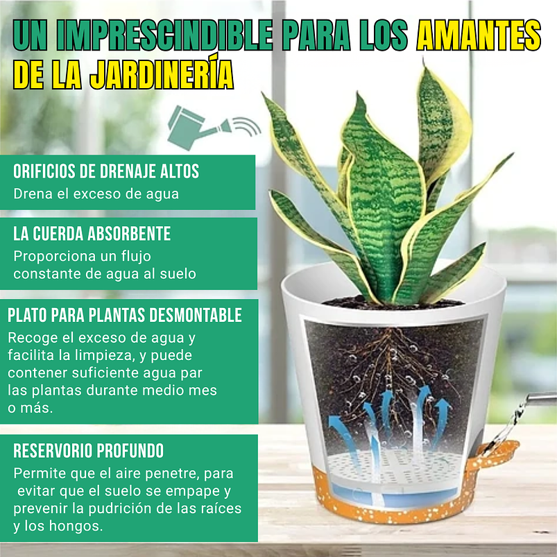 Juego Macetas Plástica Sistema Auto riego x5 Unidades 12 Centímetros Diámetro 9