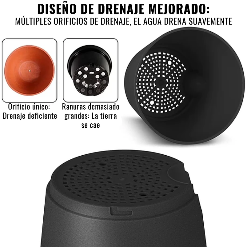 Juego Macetas Plástica Sistema Auto riego x5 Unidades 12 Centímetros Diámetro 7