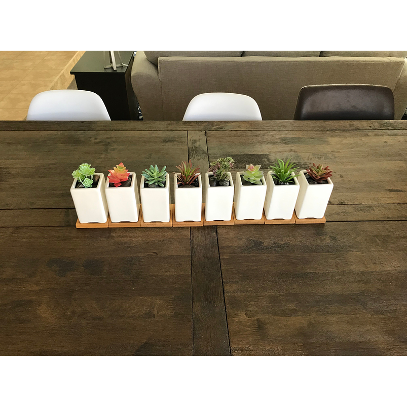 Juego De Macetas Cerámica Fina x8 Unidades Más platillo Bambú  8