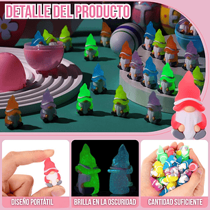 Mini Figuras Gnomos luminosos para Jardín Decorativo Terrario x10pz