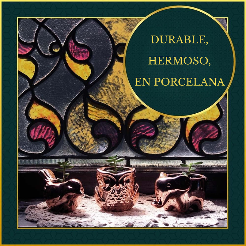 Juego Macetas Premium x3 Unidades Cerámica Oro Rosa Suculentas 6