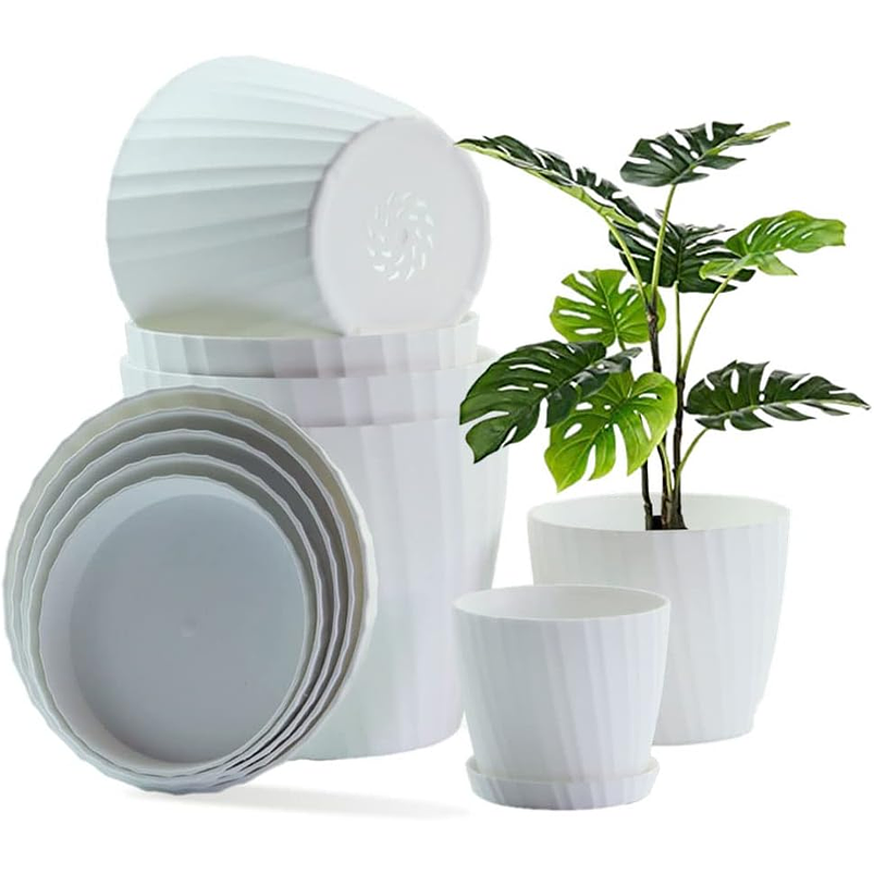 Juego Maceta Decorativa x6 Unidades Tamaño Escala Más plato Moteada 1