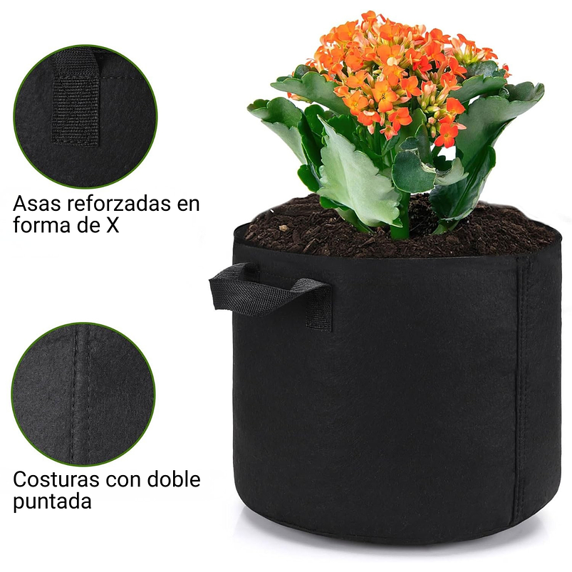 Maceta Siembra Plantas Tela Especial x3 Galones 25cm Diámetro 7