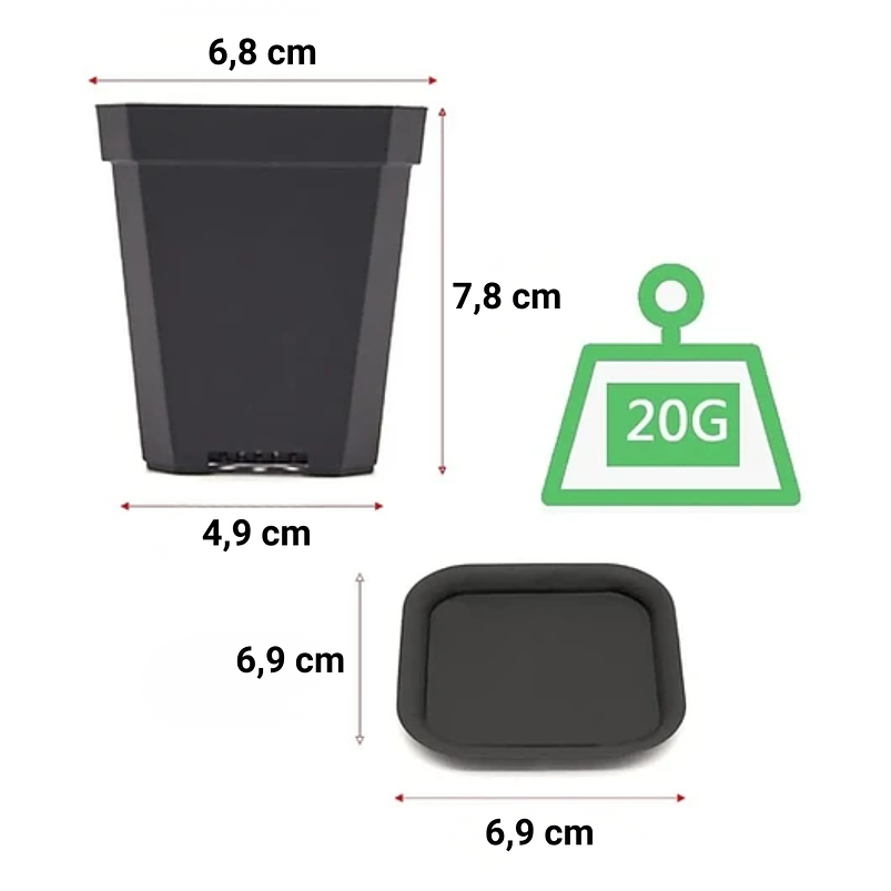 Maceta Plástica Firme Más Plato x10 Unidades 7.62cm Alto x7cm Diámetro 6