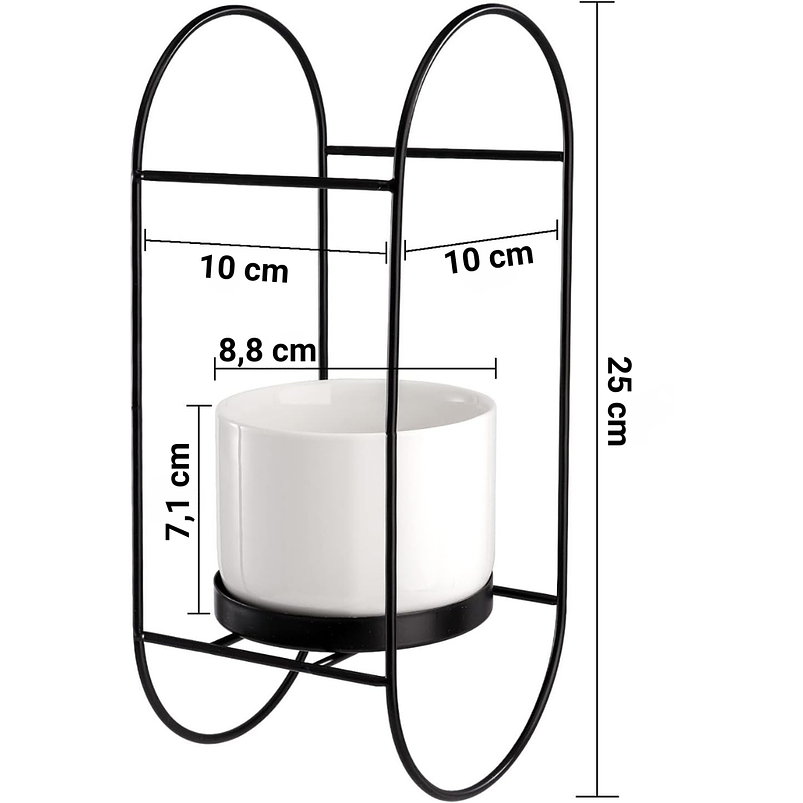 Juego De Macetas Cerámica Fina Más Soporte Pared x2 Unidades 3