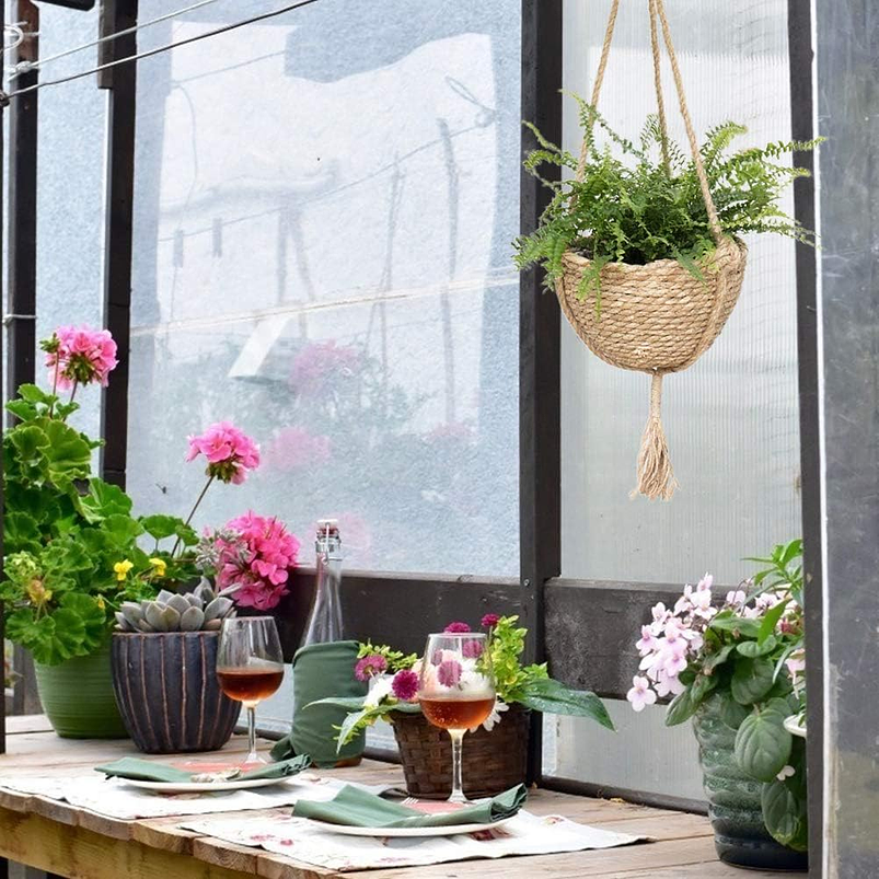 Maceta Plantas Colgar Pasto Marino Natural 23cm Diámetro x14cm Alto 7