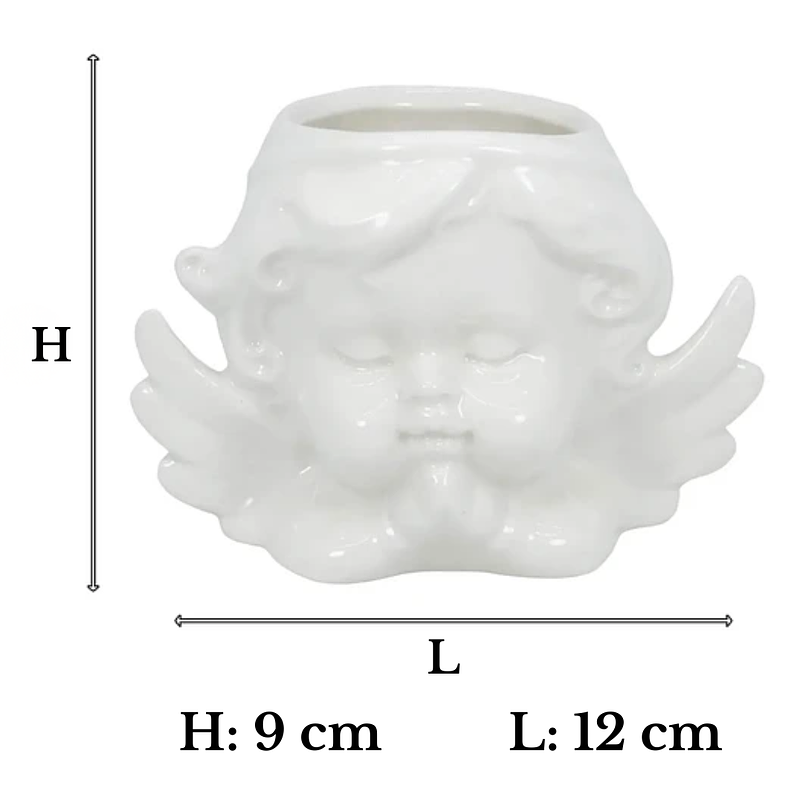 Maceta Plantas Diseño Ángel Cerámica Premium Más Plato 9cm Alto 3