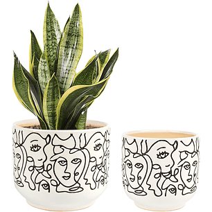 Juego De Macetas En Cerámica Marcadas x2 Unidades 