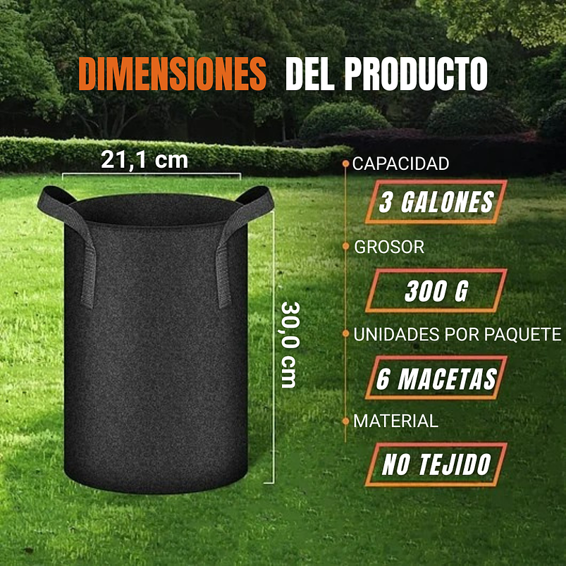 Maceta Siembra Plantas Tela Especial x3 Galones 11 Litros 5