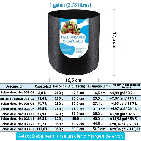 Maceta Siembra Plantas En Tela Especial x1 Galón 3,78 Litros