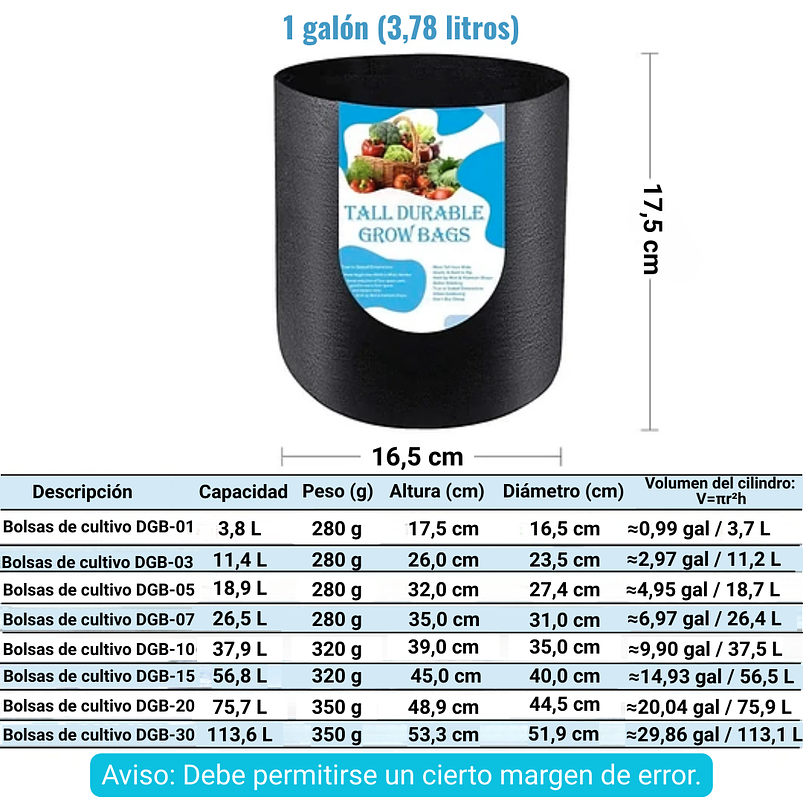 Maceta Siembra Plantas En Tela Especial x1 Galón 3,78 Litros 2