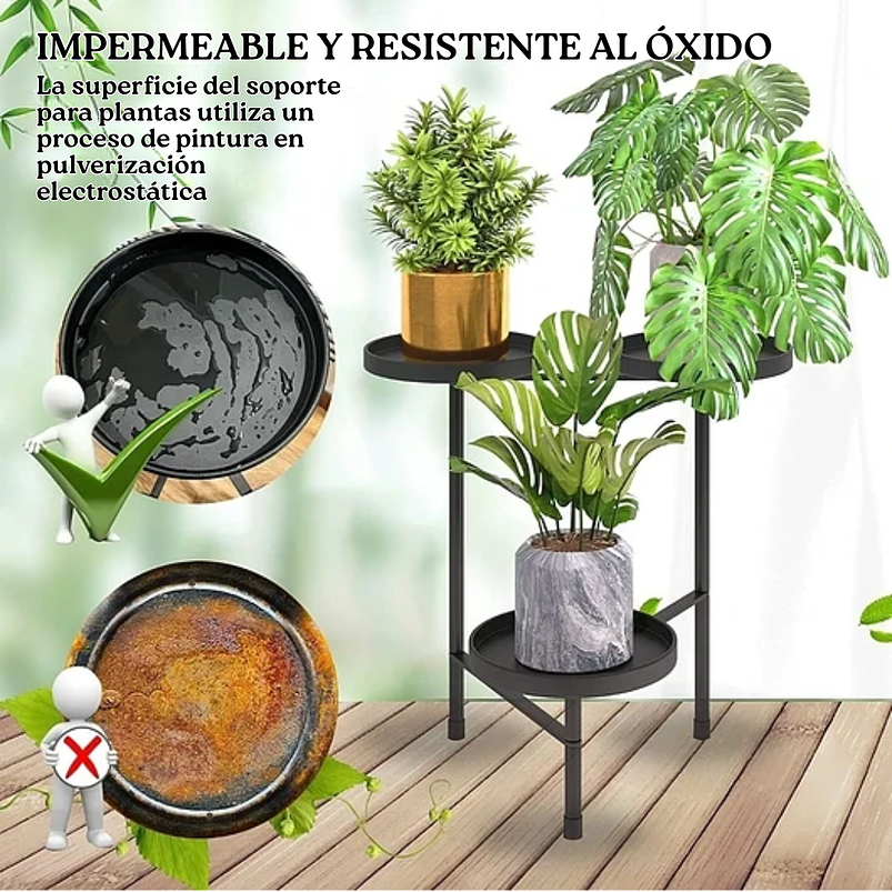 Soporte De Macetas Plantas Metálico Multiposición 3 Niveles 3