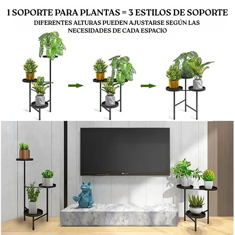 Soporte De Macetas Plantas Metálico Multiposición 3 Niveles 6