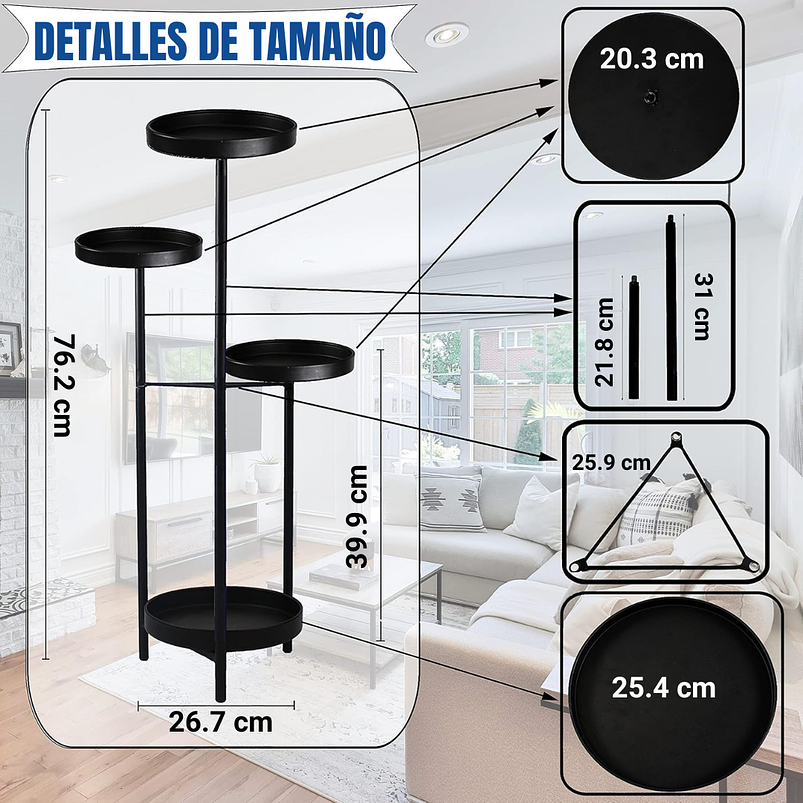 Soporte Macetas De Plantas Metálico 4 Nivel Multiposición 3