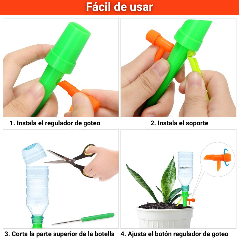 Kit Estacas de Riego por Goteo x6 Unidades para Botellas  3