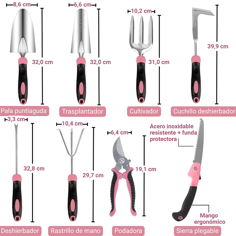 Kit Herramientas Jardín Full Pack x22 Piezas Más Bolso 2