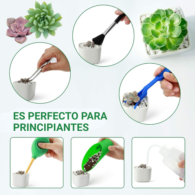 Kit Herramientas Jardín Cactus Plantas Suculenta x13 Piezas Más Bolso 6